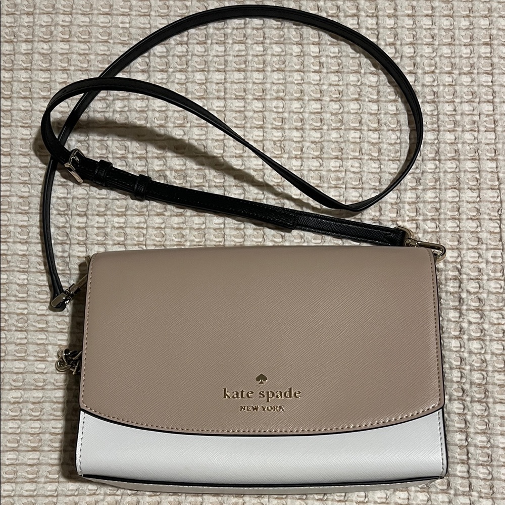 Kate Spade Tan and White Crossbody Bag